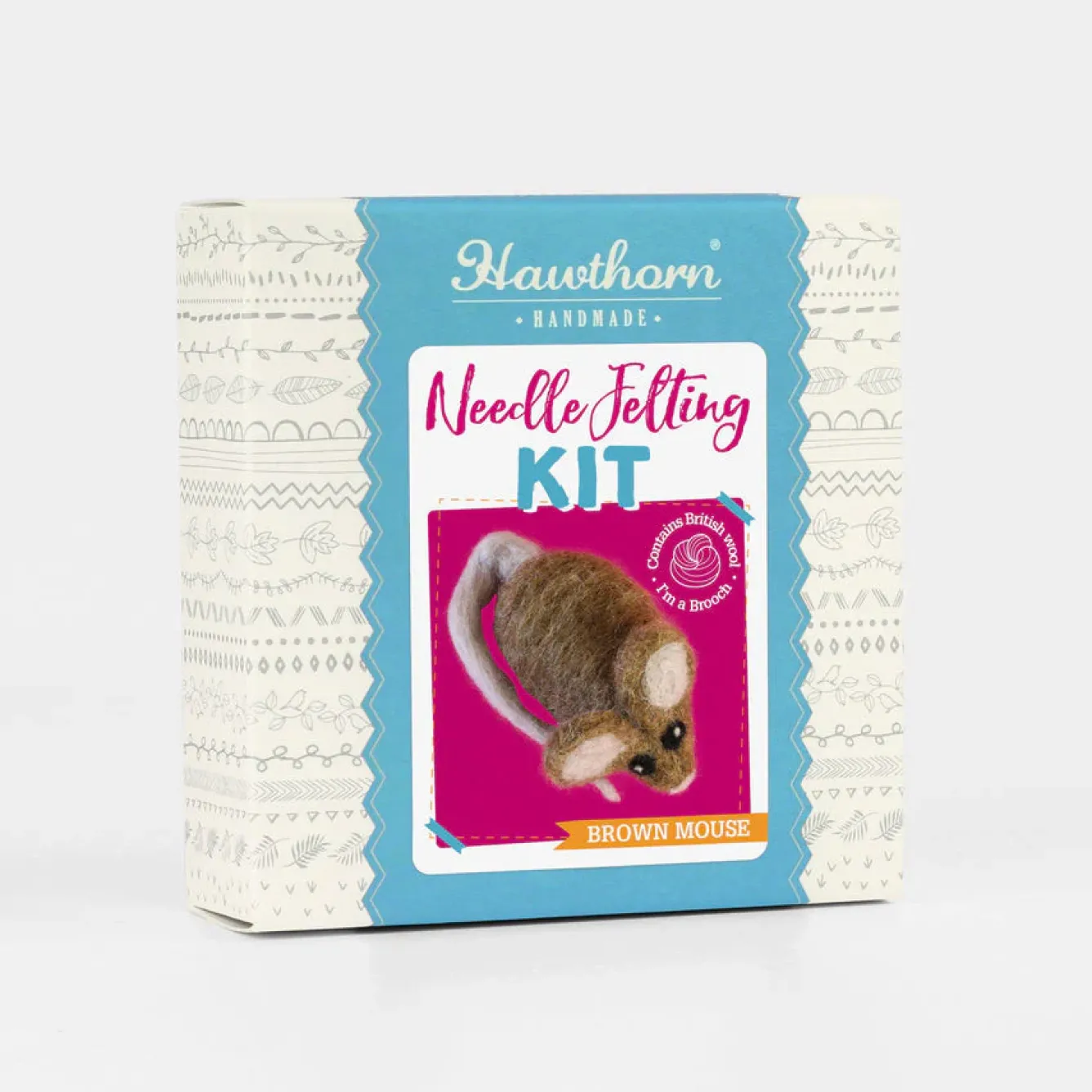Hawthorn Handmade Crafts-Brown Mouse Brooch Felting Kit