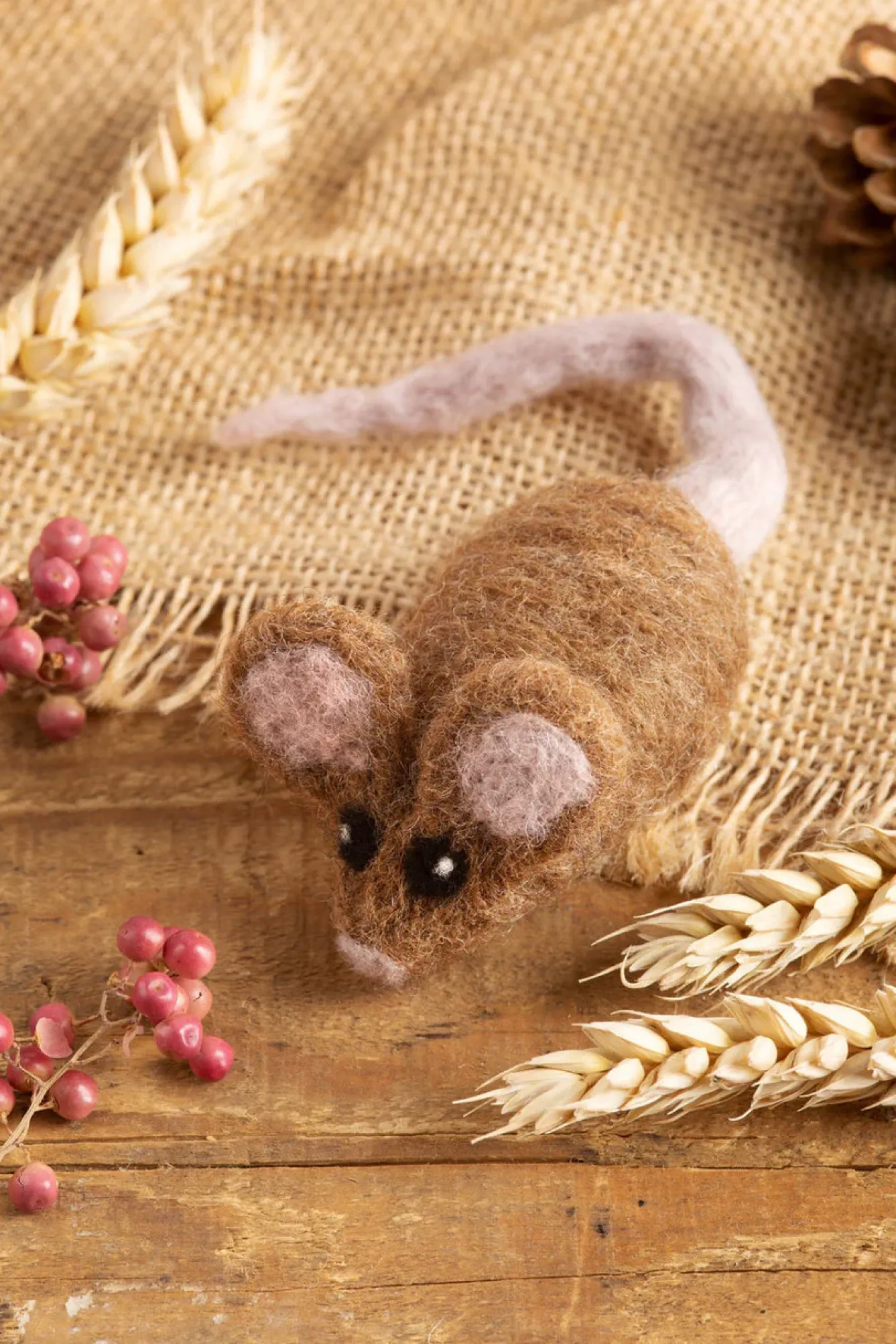Hawthorn Handmade Crafts-Brown Mouse Brooch Felting Kit
