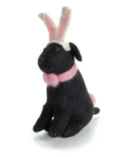 Amica Felt Easter|Seasonal Decor-Bunny Earred Sitting Black Labrador Felt Decoration
