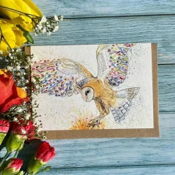 Jen Winnett Greeting Cards-Bunty the Barn Owl Blank Greetings Eco Card