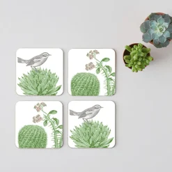 Thornback & Peel Melamine|Coasters-Cactus & Bird Set of 4 Coasters