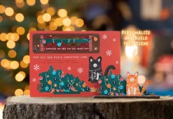 Dapple & Dot Christmas Cards|Christmas-Cat & Fallen Christmas Tree Pop Out Card