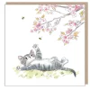 Paper Shed Design Greeting Cards-Cat Under Blossom Tree Greetings Card