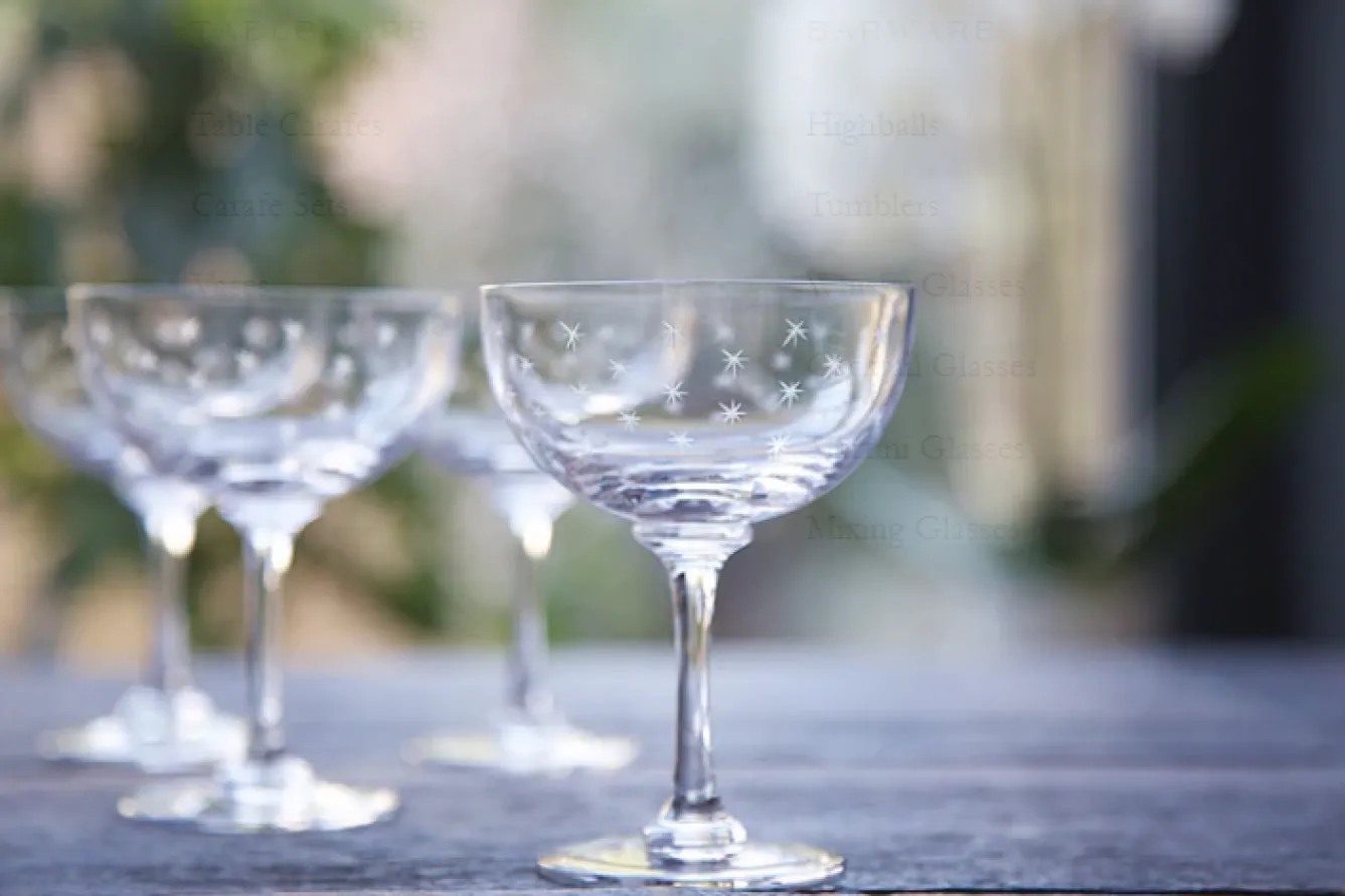 The Vintage List Glassware-Champagne Saucer with Stars Design by