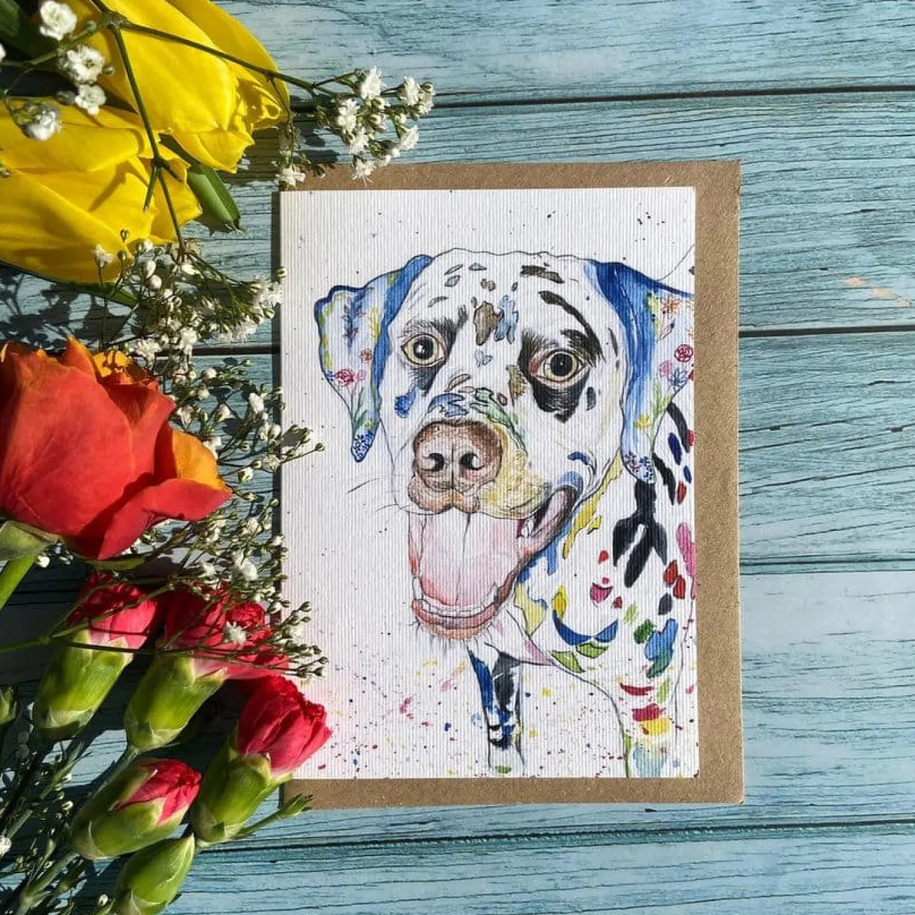 Jen Winnett Greeting Cards-Charlie the Dalmation Blank Greetings Eco Card