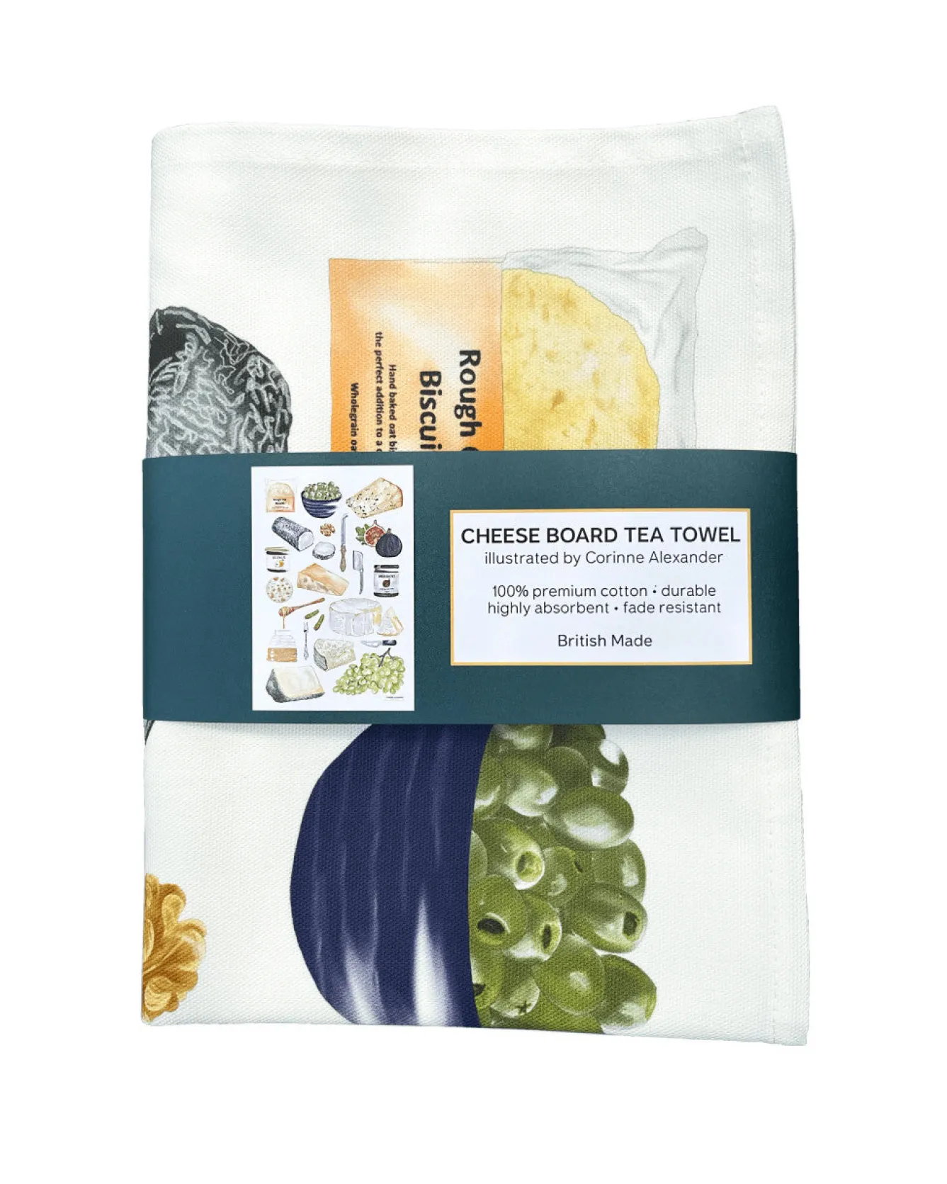 Corinne Alexander Tea|Tea Towels-Cheese Board Tea Towel by