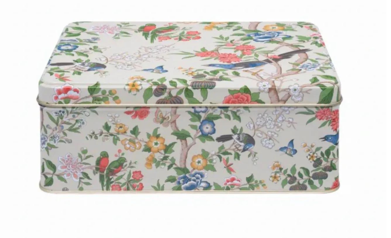 Sanderson Flowers & Fruits-Chinoiserie Hall Deep Rectangular Tin