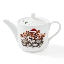 Wrendale Designs Tea|Teapots-Christmas Calves Fine Bone China Teapot