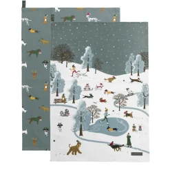 Sophie Allport Christmas|Tea-Christmas Dogs Set of 2 Tea Towels