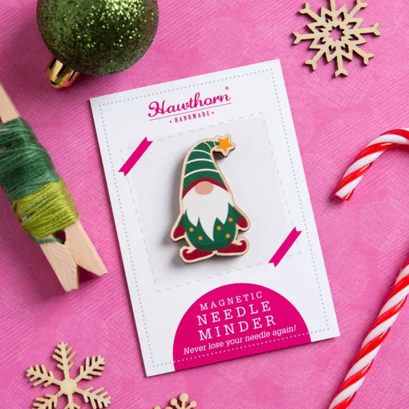 Hawthorn Handmade Crafts-Christmas Gnome Magnetic Needle Holder