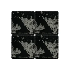 Selbrae Coasters-Christmas Highland Cow Slate Coasters- Set of 4