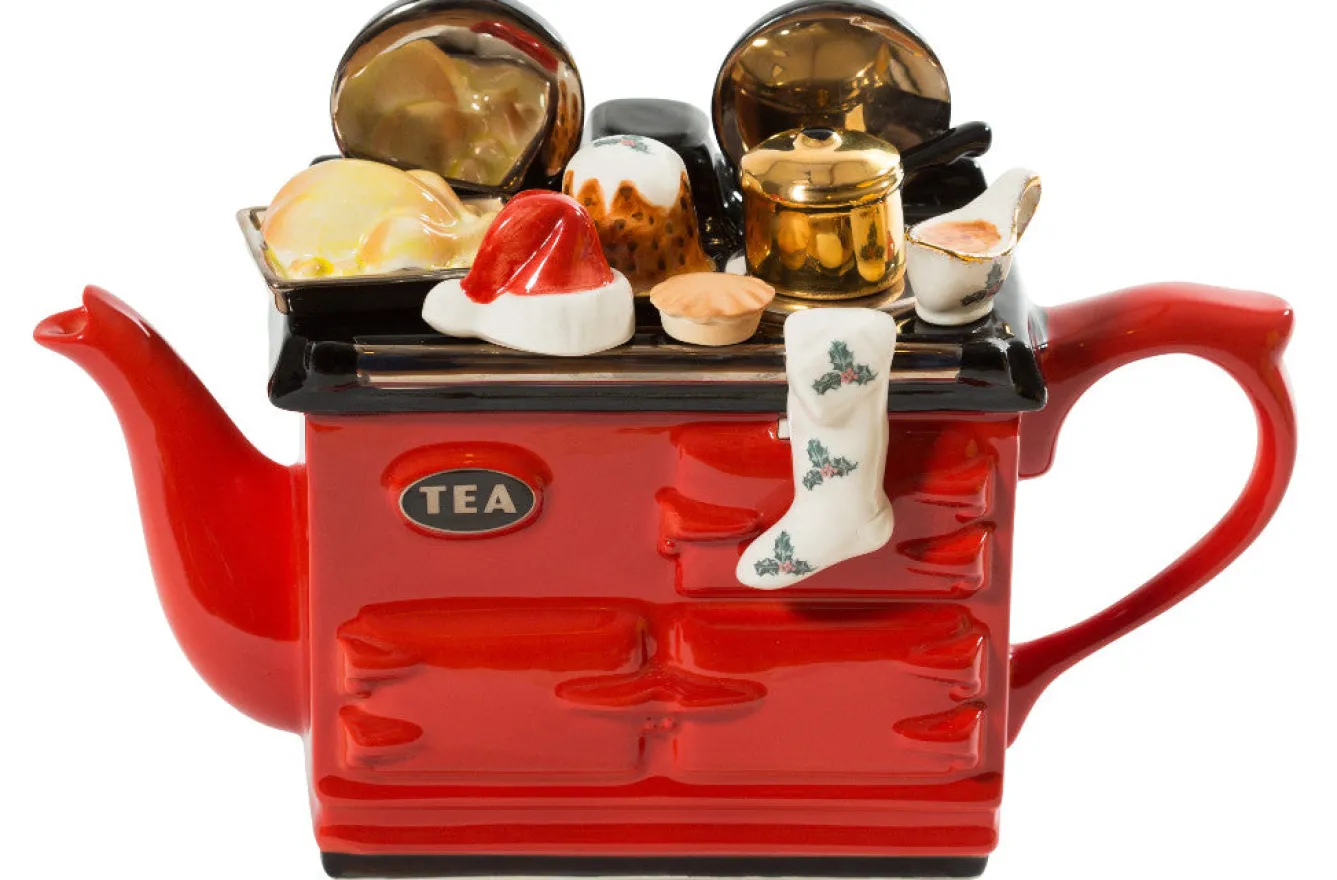 Ceramic Inspirations Tea|Teapots-Christmas Large Aga Teapot - Red