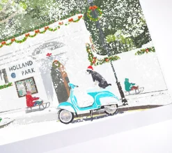 Njeri Illustrated Christmas Cards|Greeting Cards-Christmas on Holland Park Christmas Card - Vespa