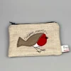 Poppy Treffry Storage|Bags-Christmas Robin Embroidered Flat Coin Purse