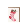 Wrendale Designs Christmas|Greeting Cards-'Christmas Stocking' Rabbit Gift Enclosure Card