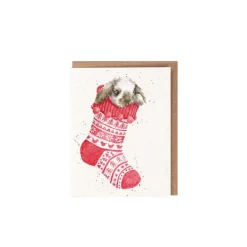 Wrendale Designs Christmas|Greeting Cards-'Christmas Stocking' Rabbit Gift Enclosure Card