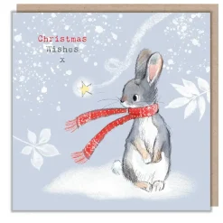 Paper Shed Design Christmas-'Christmas Wishes' Rabbit in a Scarf Christmas Card