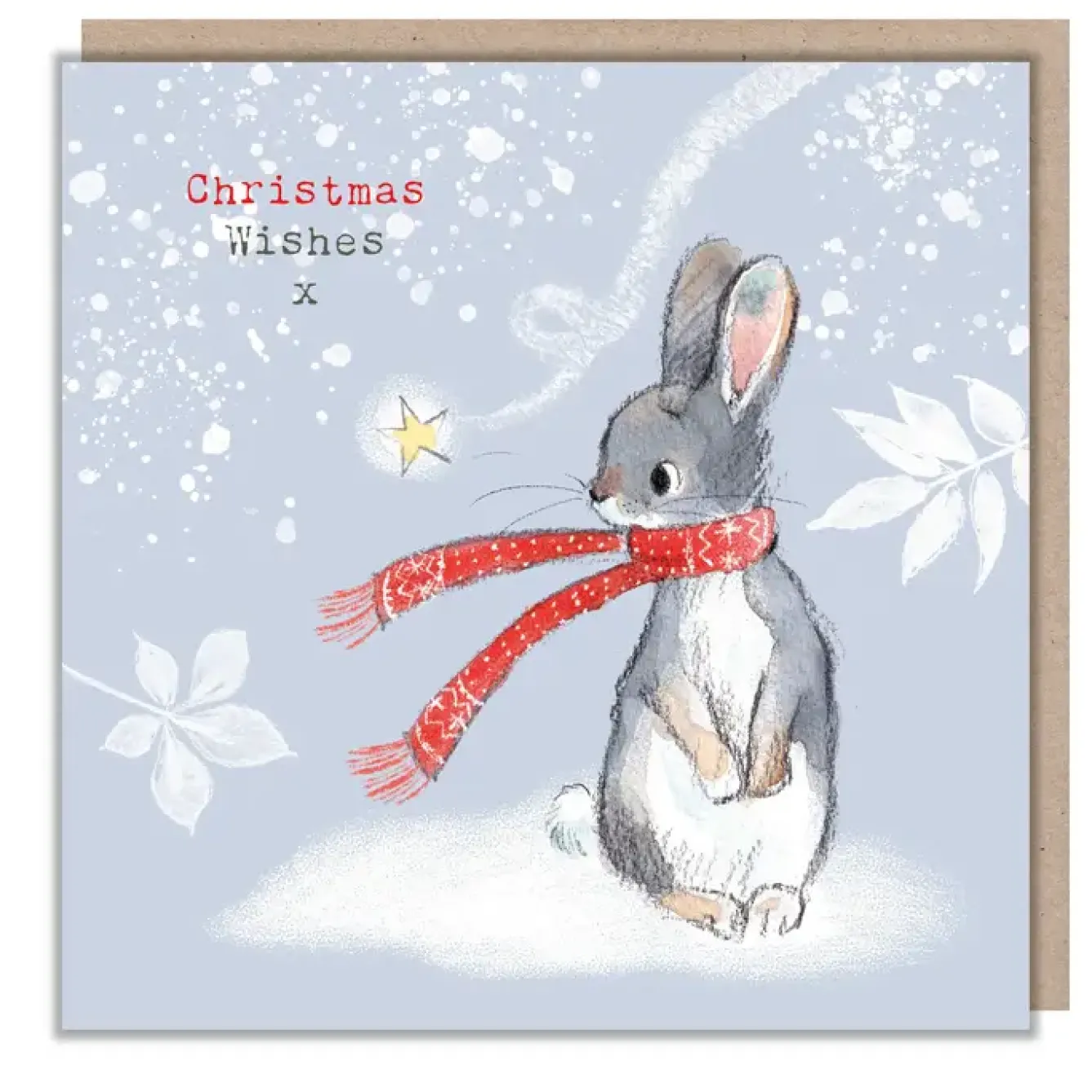 Paper Shed Design Christmas-'Christmas Wishes' Rabbit in a Scarf Christmas Card