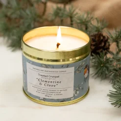 Toasted Crumpet Christmas-Clementine & Clove Candle in a Matte Gold Tin