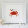 Lucky Lobster Art-Coastal Crab Framed Print