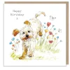 Paper Shed Design Greeting Cards-Cockapoo with Flowers & Butterflies "Happy Birthday" Greetings Card