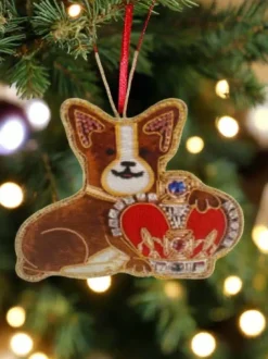 Tinker Tailor Christmas Decorations|Seasonal Decor-Corgi with Crown Decoration by London