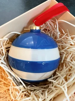 Cornishware Seasonal Decor-Striped Baubles