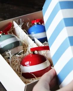 Cornishware Seasonal Decor-Striped Baubles