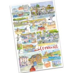 Emma Ball Tea|Tea Towels-Cornwall by Tea Towel (Red)