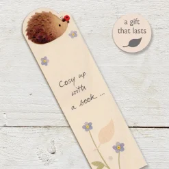 Ginger Betty Books-Cosy Up Hedgehog Wooden Book Mark