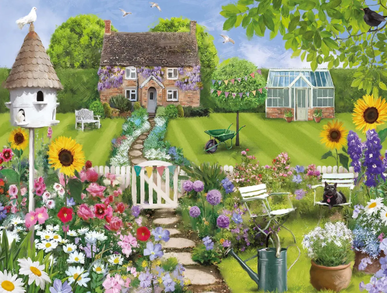 All Jigsaw Puzzles Puzzles|Children-Cottage Garden Path 1000 Piece Jigsaw Puzzle