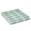 Tweedmill Textiles Ltd Pillows & Throws-Cotton Throw Halfmoon Green with Light Blue and Blanket Stitch