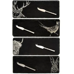Selbrae Tea|Serving Plates & Boards-Country Animals Mini Cheese Board and Knife Set of 4