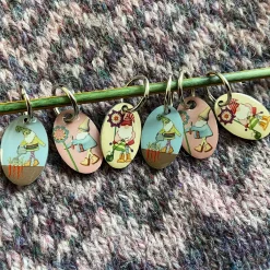 Emma Ball Crafts-Crafting Gnomes Set of 6 Stitch Markers in a Pocket Tin