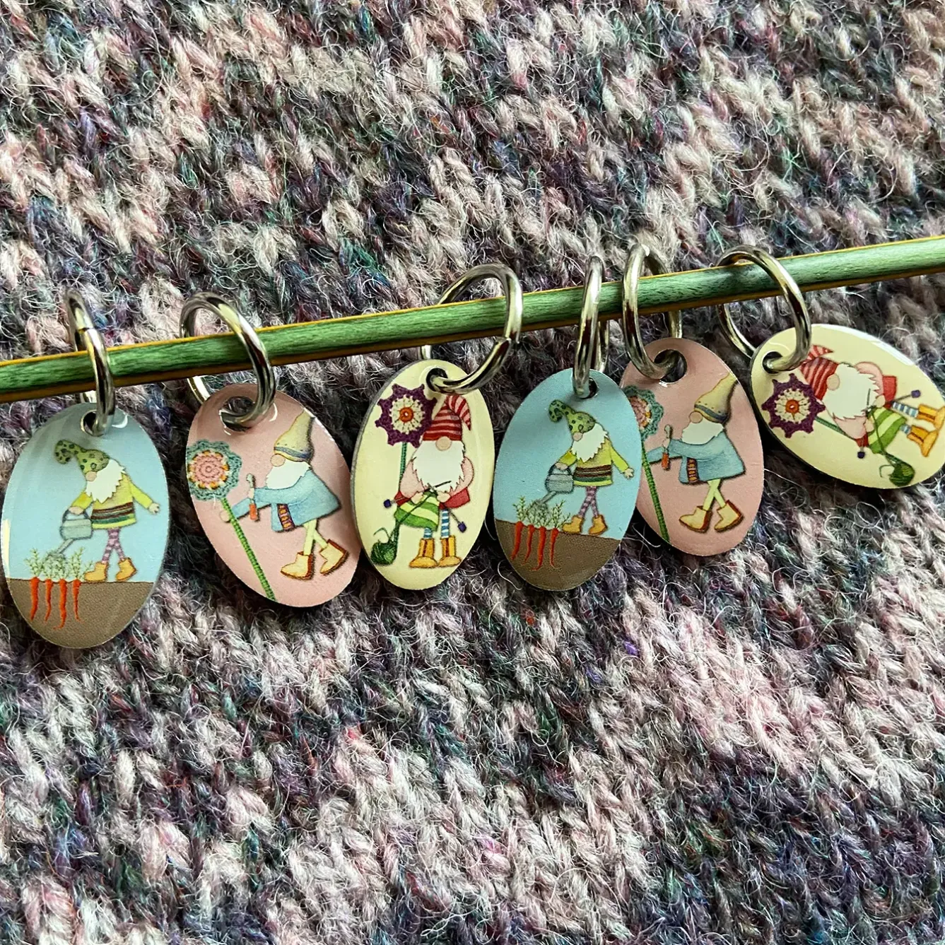 Emma Ball Crafts-Crafting Gnomes Set of 6 Stitch Markers in a Pocket Tin