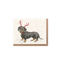 Wrendale Designs Christmas Cards-Dachshund Through the Snow Enclosure Card
