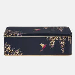 Sara Miller London Novelty-Dark Blue Bird Long Deep Rectangular Tin