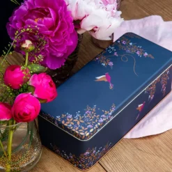 Sara Miller London Novelty-Dark Blue Bird Long Deep Rectangular Tin