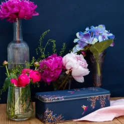 Sara Miller London Novelty-Dark Blue Bird Long Deep Rectangular Tin