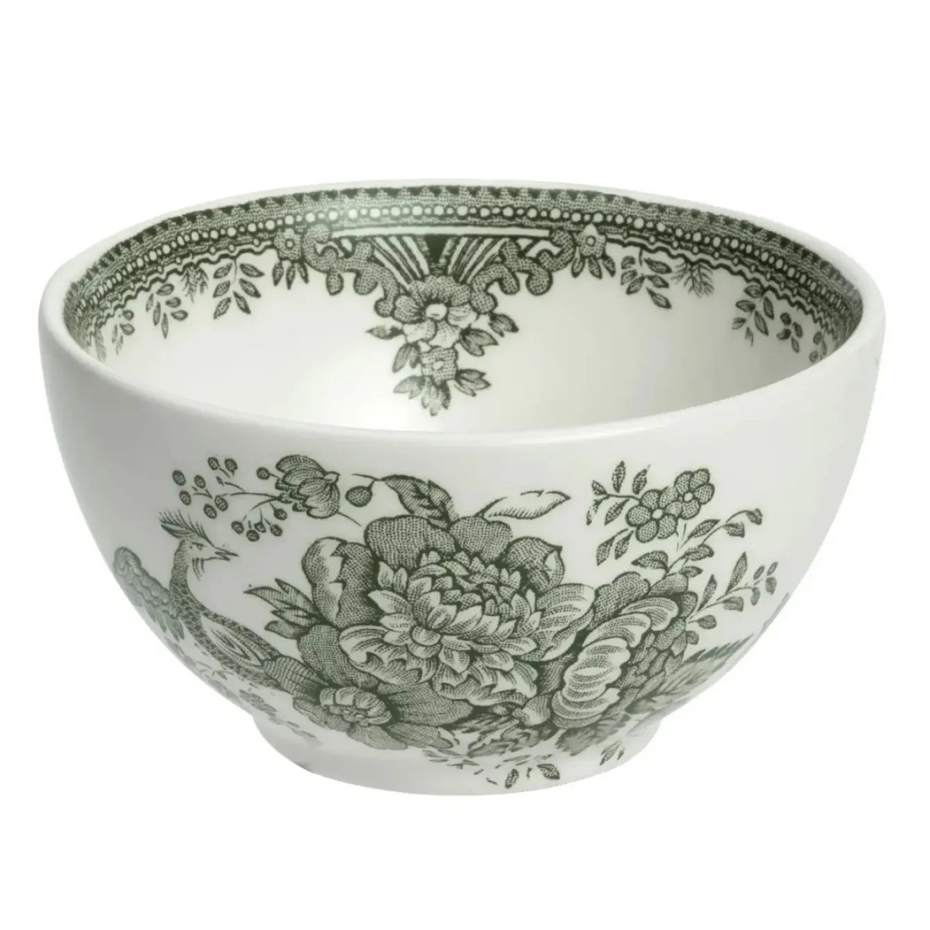 Burleigh Tea|Bowls & Dishes-Dark Green Asiatic Small Sugar Bowl - 3.75in/9.5cm