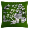 Jan Constantine Pillows & Throws-Deep Green Willow Pattern Wool Pillow
