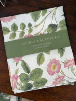 Sophia Davenport Tea|Tea Towels-Downy-leaved Dog Rose Linen Union Tea Towel