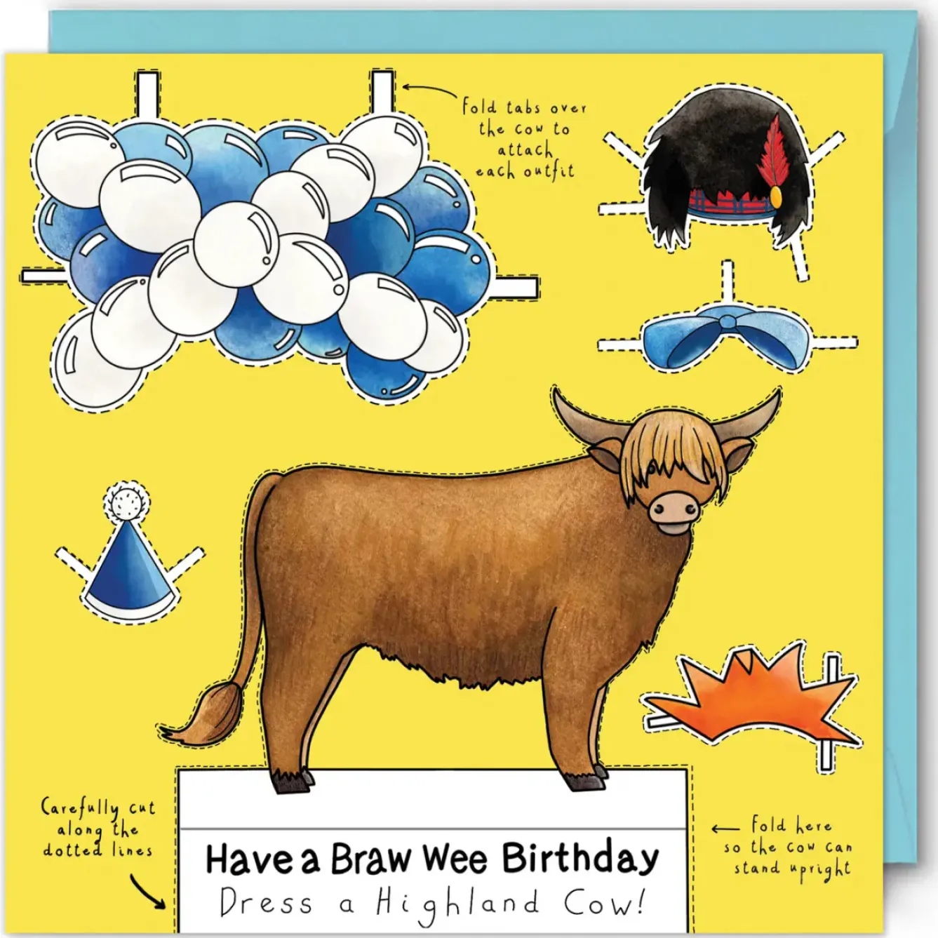 Yeti Greeting Cards|Crafts-Dress a Highland Cow Birthday Card