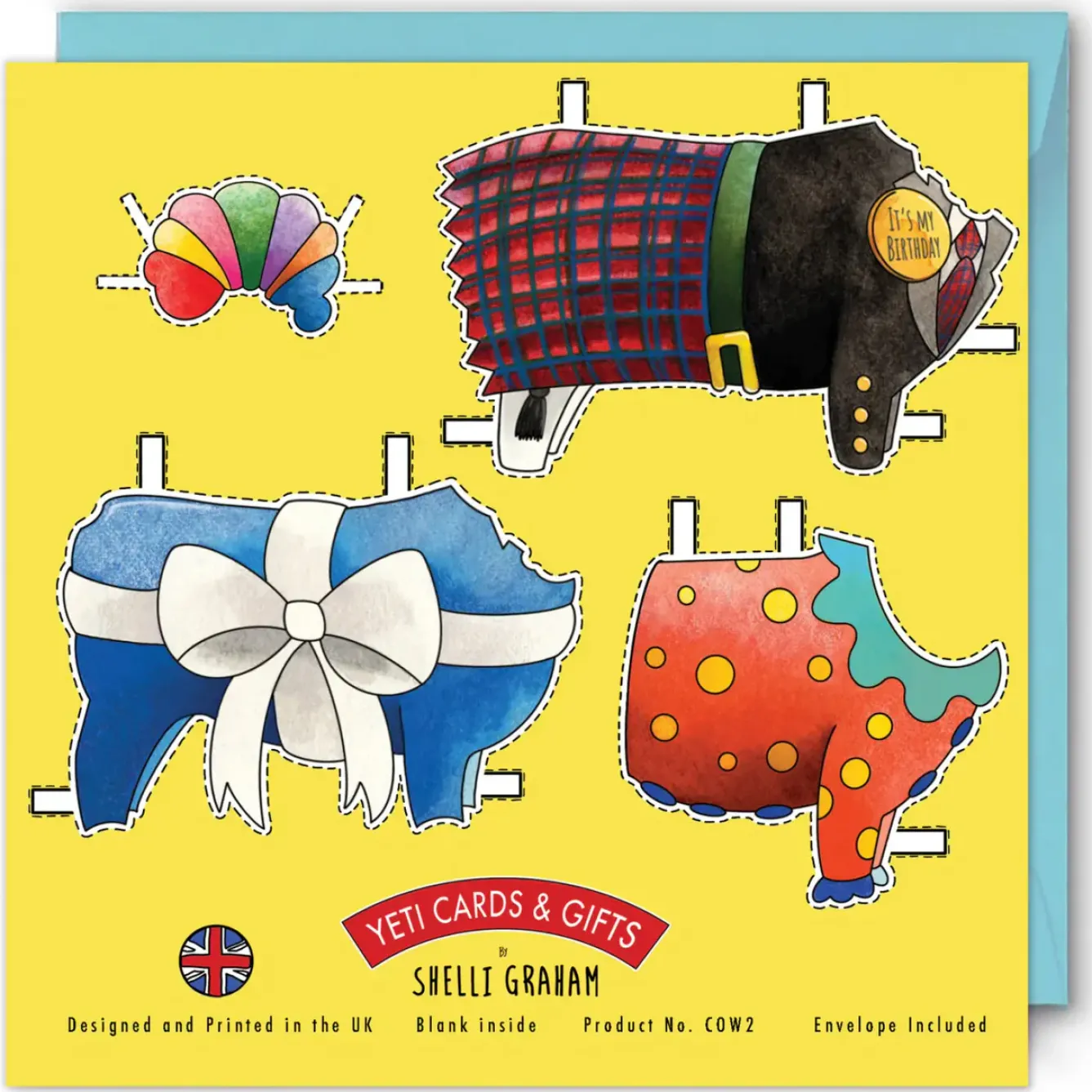 Yeti Greeting Cards|Crafts-Dress a Highland Cow Birthday Card