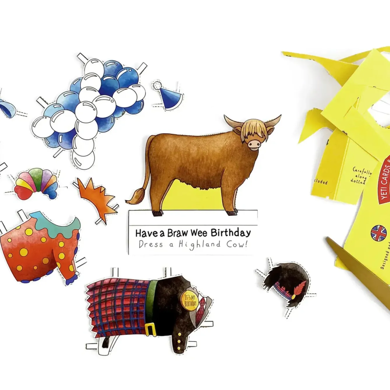 Yeti Greeting Cards|Crafts-Dress a Highland Cow Birthday Card