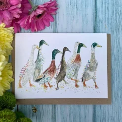 Jen Winnett Greeting Cards-Ducks in a Row Blank Greetings Eco Card