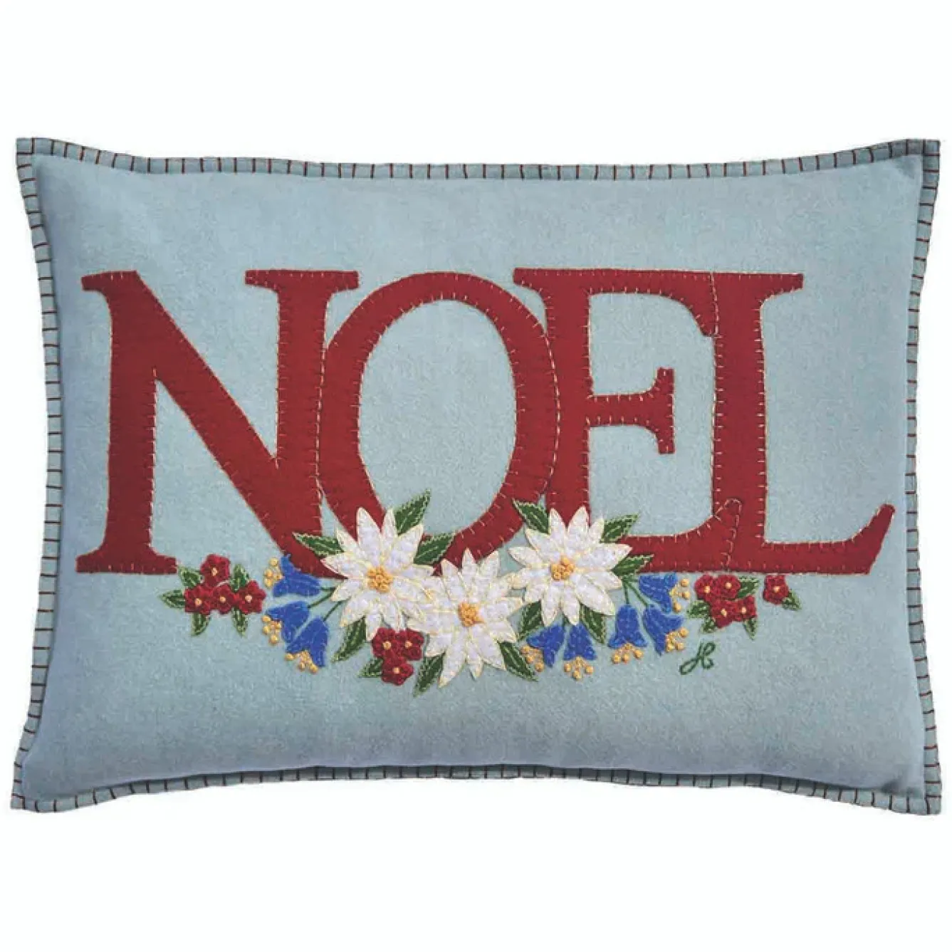 Jan Constantine Seasonal Decor|Pillows & Throws-Edelweiss Noel Pillow - Duck Egg Blue