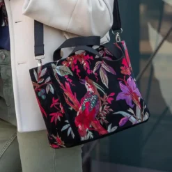 Earth Squared Bags Bags-Eden Black Botanical Velvet Tote Bag