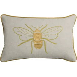 Sophie Allport Pillows & Throws-Embroidered Bees Linen Blend Pillow