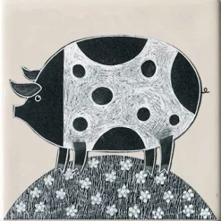 Moorland Pottery Coasters-Fat Pig Coaster by